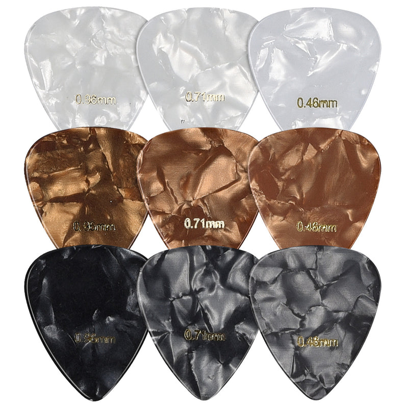 kwmobile 9x Gitarren Plektrum Blättchen - 3 verschiedene Stärken 0,46mm 0,71mm 0,96mm - Plektren Set für akustische Gitarre E-Gitarre - in 3 Farben Schwarz  [dsg02]