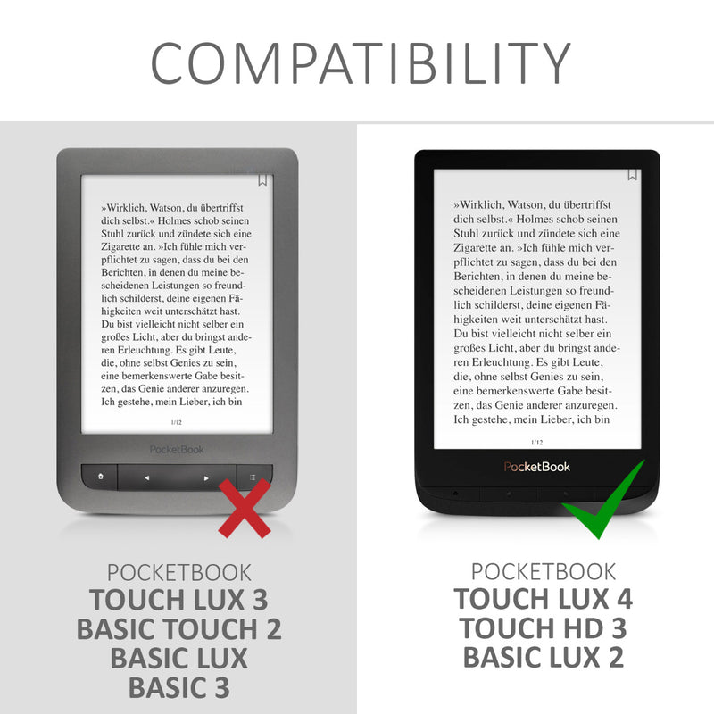 Case compatible with Pocketbook Touch Lux 4/5/Touch HD 3/Color (2020)/ Vivlio Lux 5
