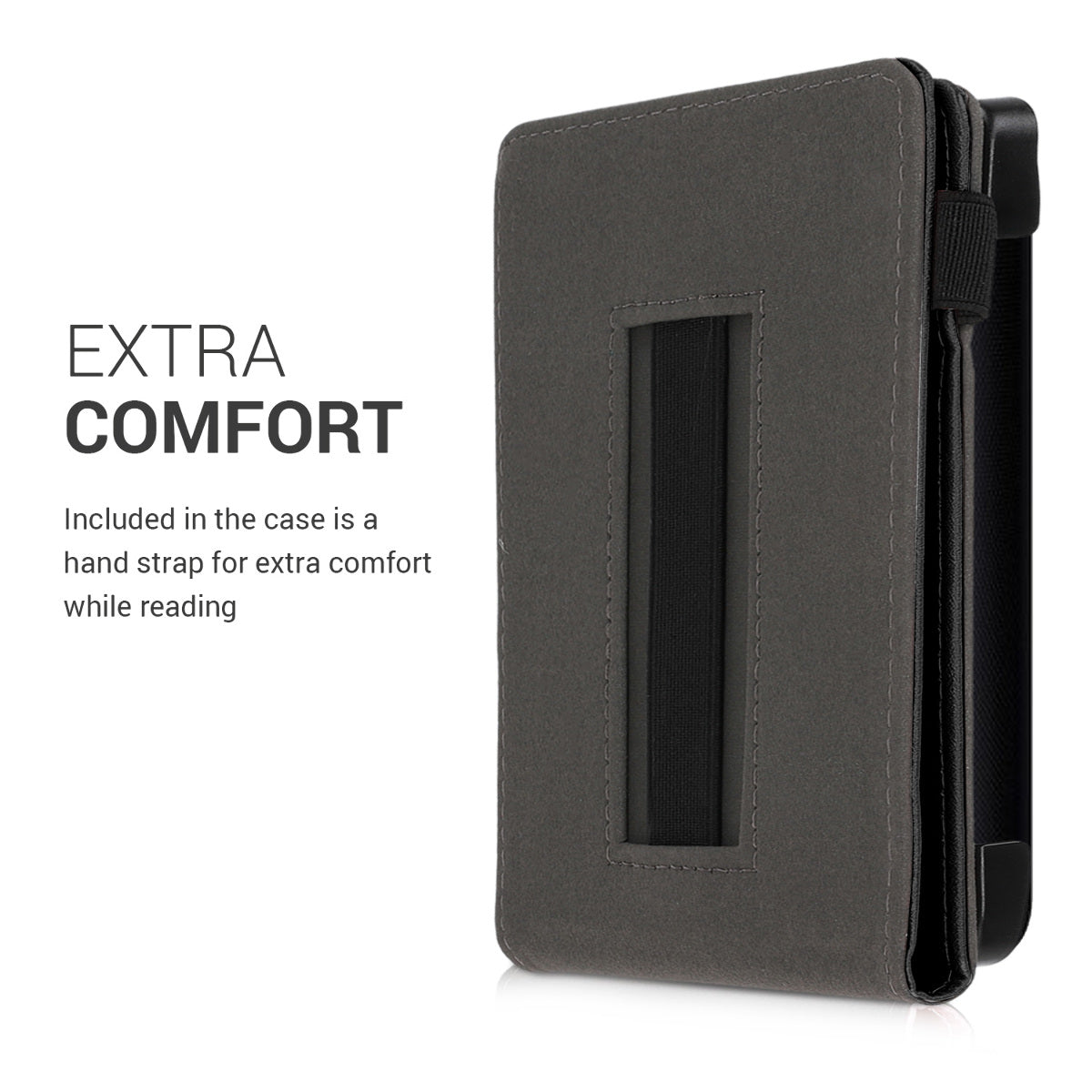 kwmobile Case Compatible with Tolino Shine 3 - e-Reader Cover with Hand Strap Stand