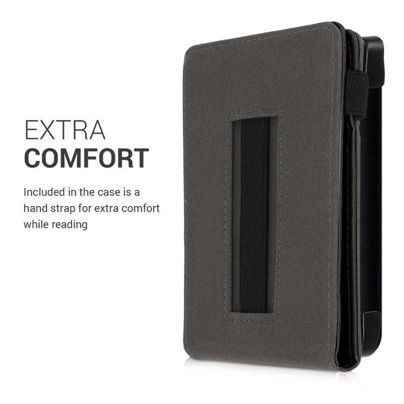 kwmobile Case Compatible with Tolino Shine 3 - e-Reader Cover with Hand Strap Stand