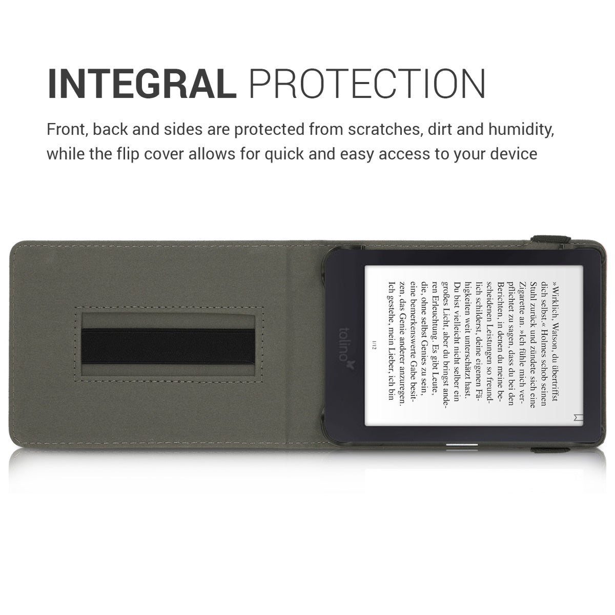 kwmobile Case Compatible with Tolino Shine 3 - e-Reader Cover with Hand Strap Stand