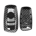 BMW 3-Button Remote (Keyless Go only) Hardcover Car Key Cover Black and Silver Carbon