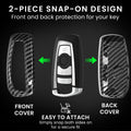 BMW 3-Button Remote (Keyless Go only) Hardcover Car Key Cover Black and Silver Carbon