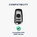BMW 3-Button Remote (Keyless Go only) Hardcover Car Key Cover Black and Silver Carbon