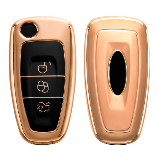 kwmobile Car Key Cover Compatible with Ford 3-Button Foldable Car Key - Silicone Protective Key Fob Case