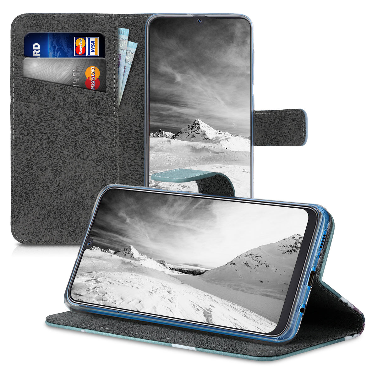kwmobile Wallet Case compatible with Samsung Galaxy A50 Cover - with Stand and Card Slots