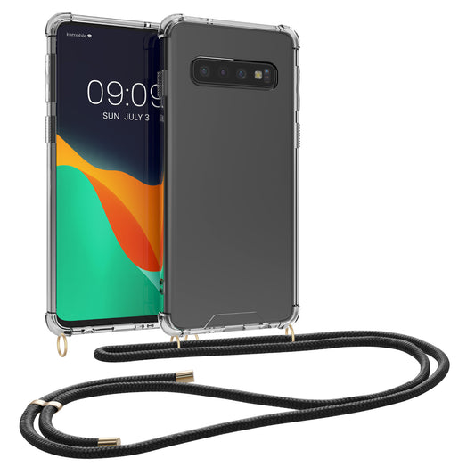 kwmobile Necklace Case Compatible with Samsung Galaxy S10 Silicone Cover with Lanyard Strap Phone Case
