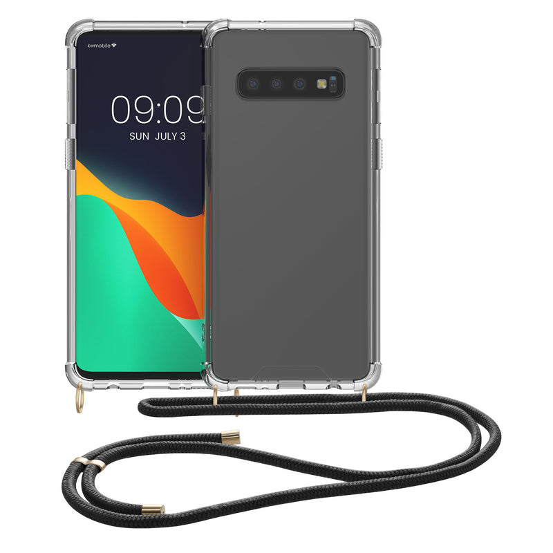kwmobile Necklace Case Compatible with Samsung Galaxy S10 Silicone Cover with Lanyard Strap Phone Case