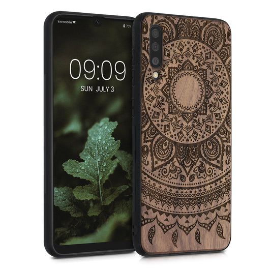 Wooden Hard Case with TPU Bumper for Samsung Galaxy A50 Indian Sun
