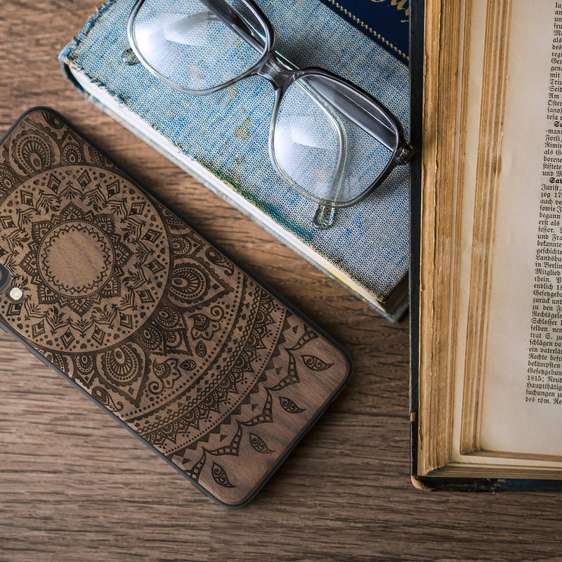 Wooden Hard Case with TPU Bumper for Samsung Galaxy A50 Indian Sun