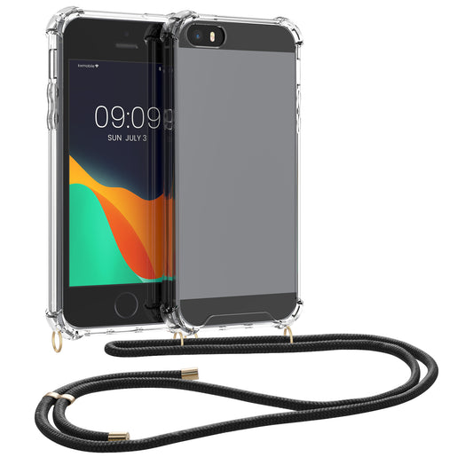 kwmobile Necklace Case compatible with Apple iPhone SE (1st Gen 2016) / iPhone 5 / iPhone 5S - Silicone Cover with Lanyard Cord Case
