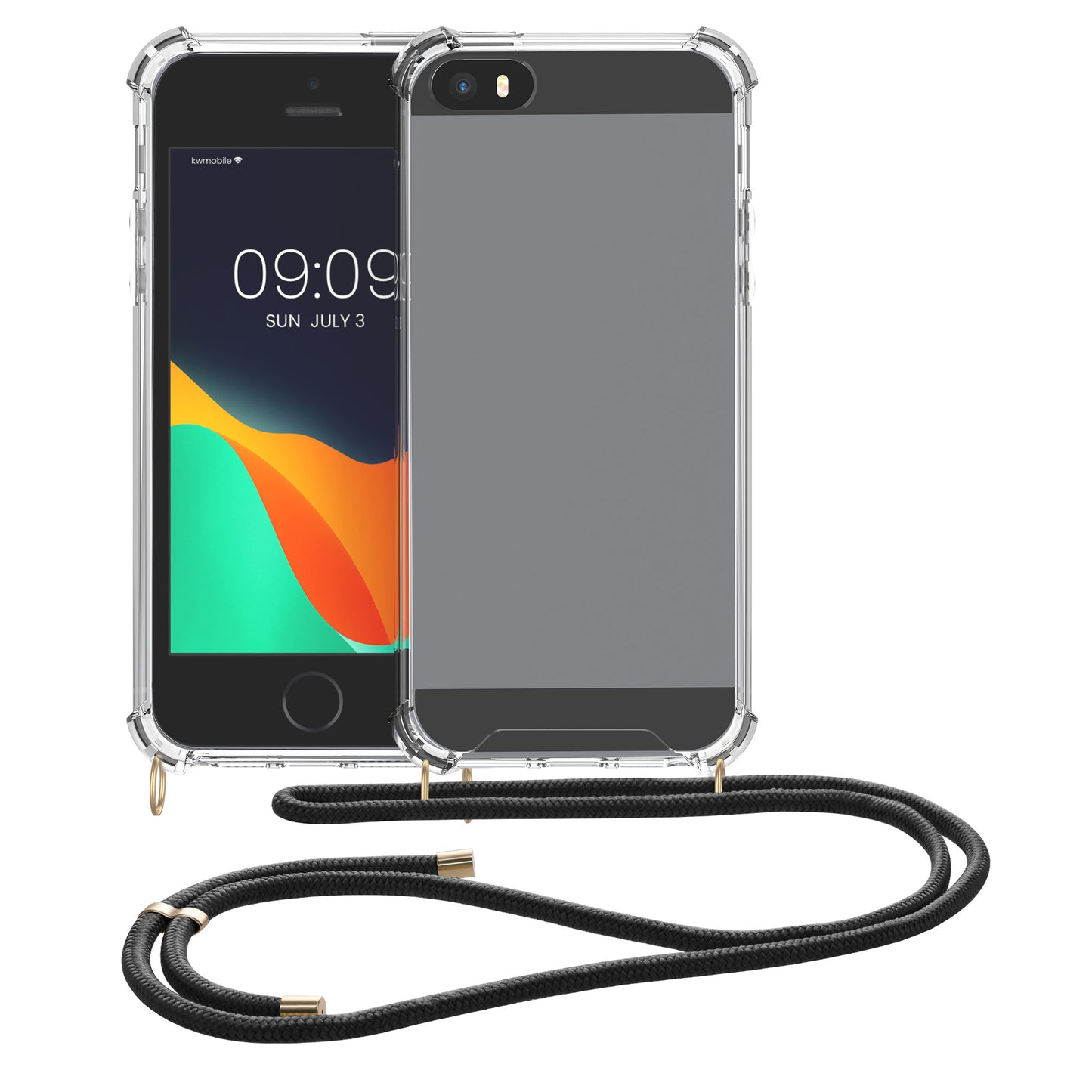 kwmobile Necklace Case compatible with Apple iPhone SE (1st Gen 2016) / iPhone 5 / iPhone 5S - Silicone Cover with Lanyard Cord Case