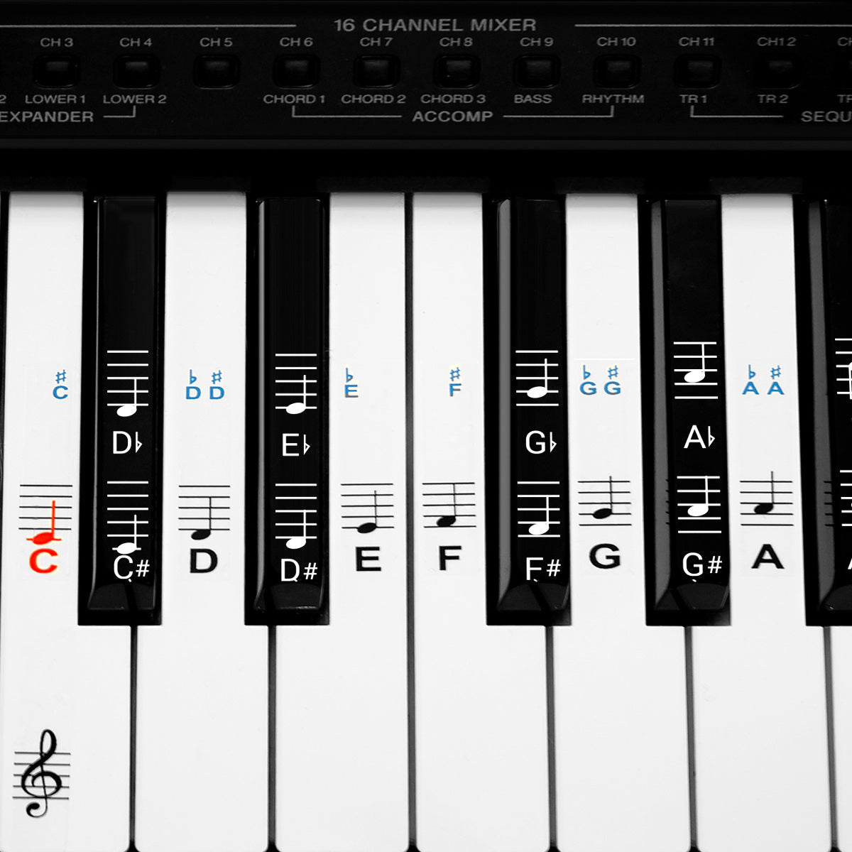 kwmobile Klavier Keyboard Noten Aufkleber - für 49 61 76 88 Tasten Instrumente - Vinyl Piano Sticker für weiße