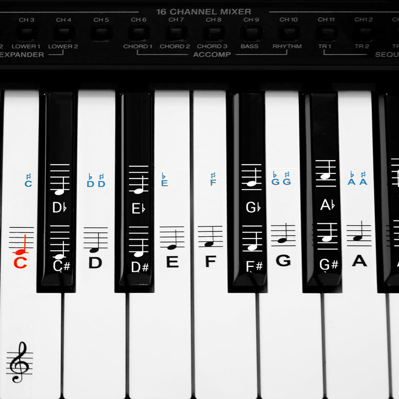 kwmobile Klavier Keyboard Noten Aufkleber - für 49 61 76 88 Tasten Instrumente - Vinyl Piano Sticker für weiße