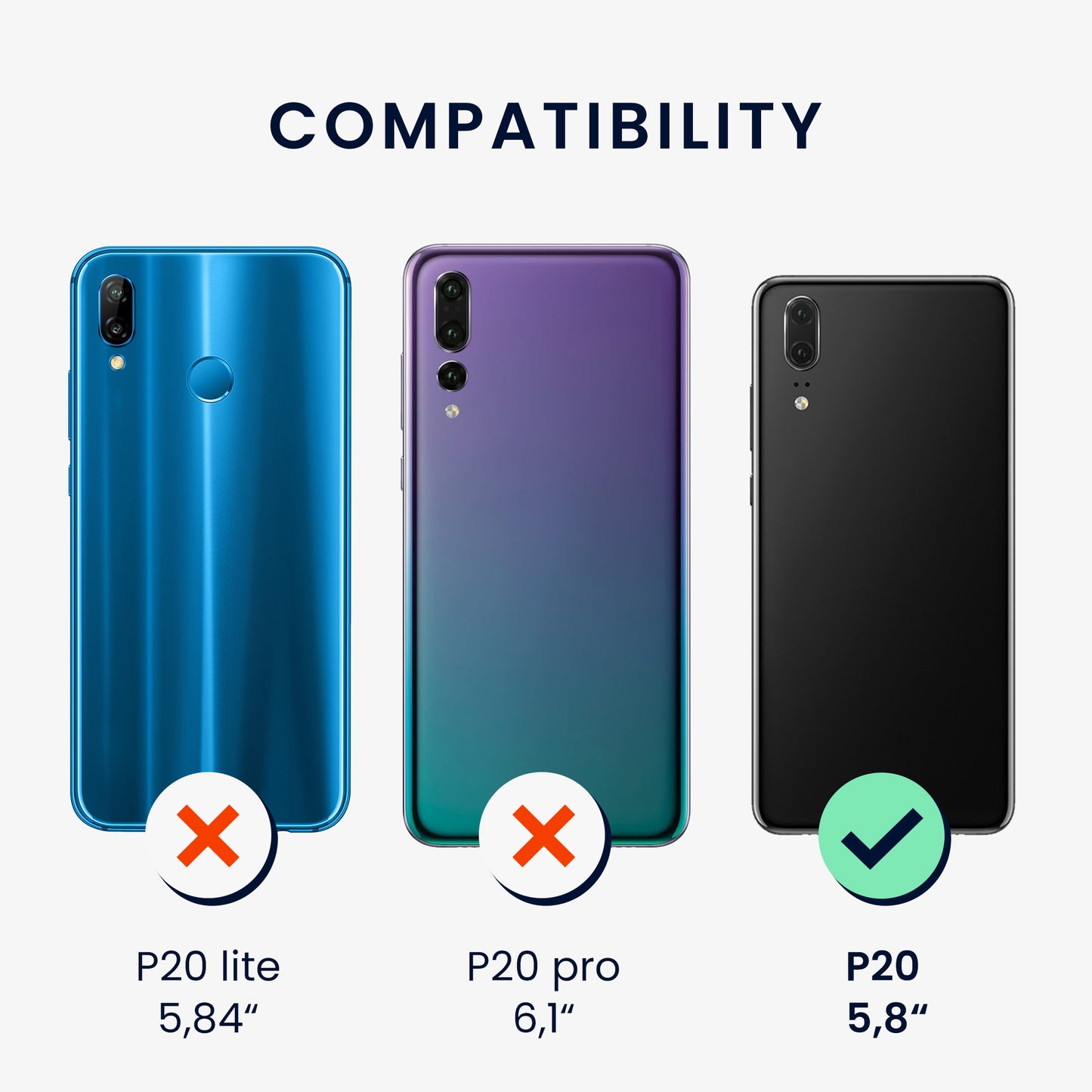 kwmobile Necklace Case Compatible with Huawei P20 - Silicone Cover with Lanyard Strap - Phone Case