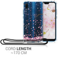 kwmobile Necklace Case compatible with Huawei P20 Lite Silicone Cover with Phone Chain Cherry Blossom Petals
