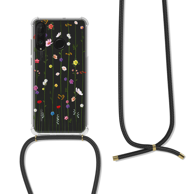 Huawei P30 Lite Silikon Handykette Wilde Blumen