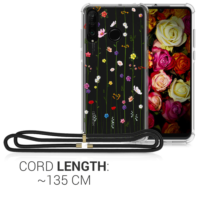 Huawei P30 Lite Silikon Handykette Wilde Blumen