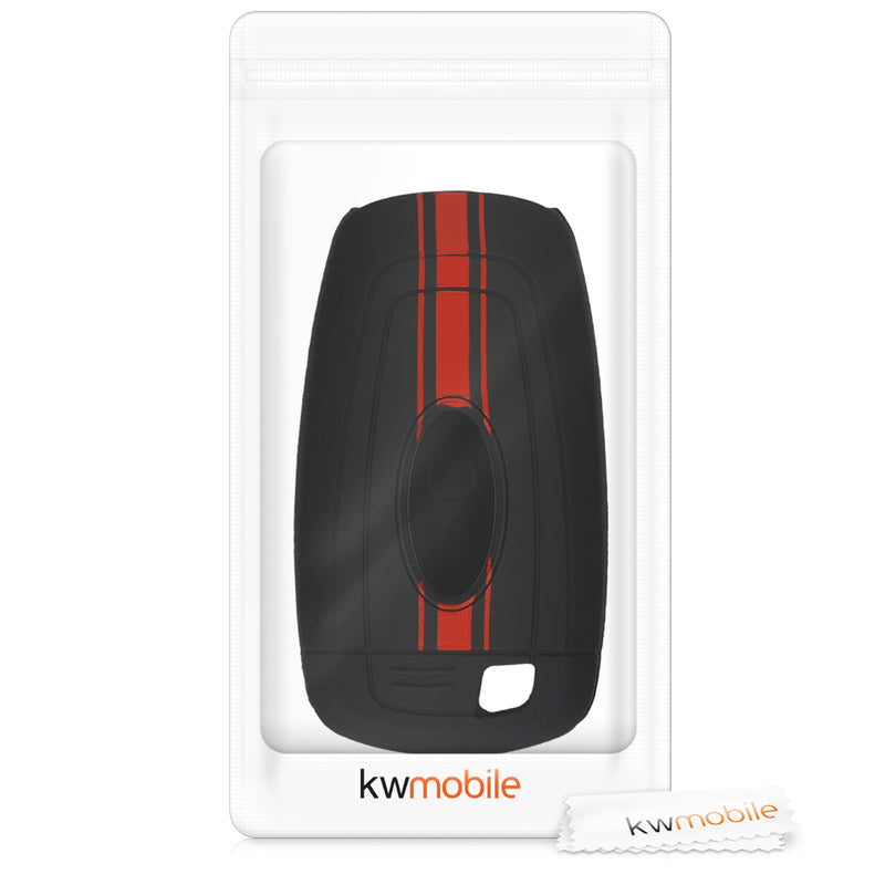 Ford 2-Button Keyless Go Silicone Car Key Cover Red Racing Stripes