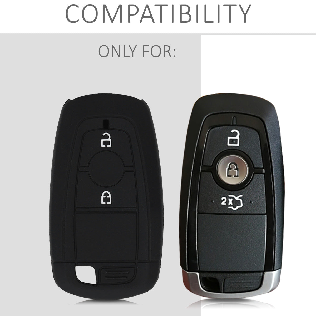 Ford 2-Button Keyless Go Silicone Car Key Cover Red Racing Stripes