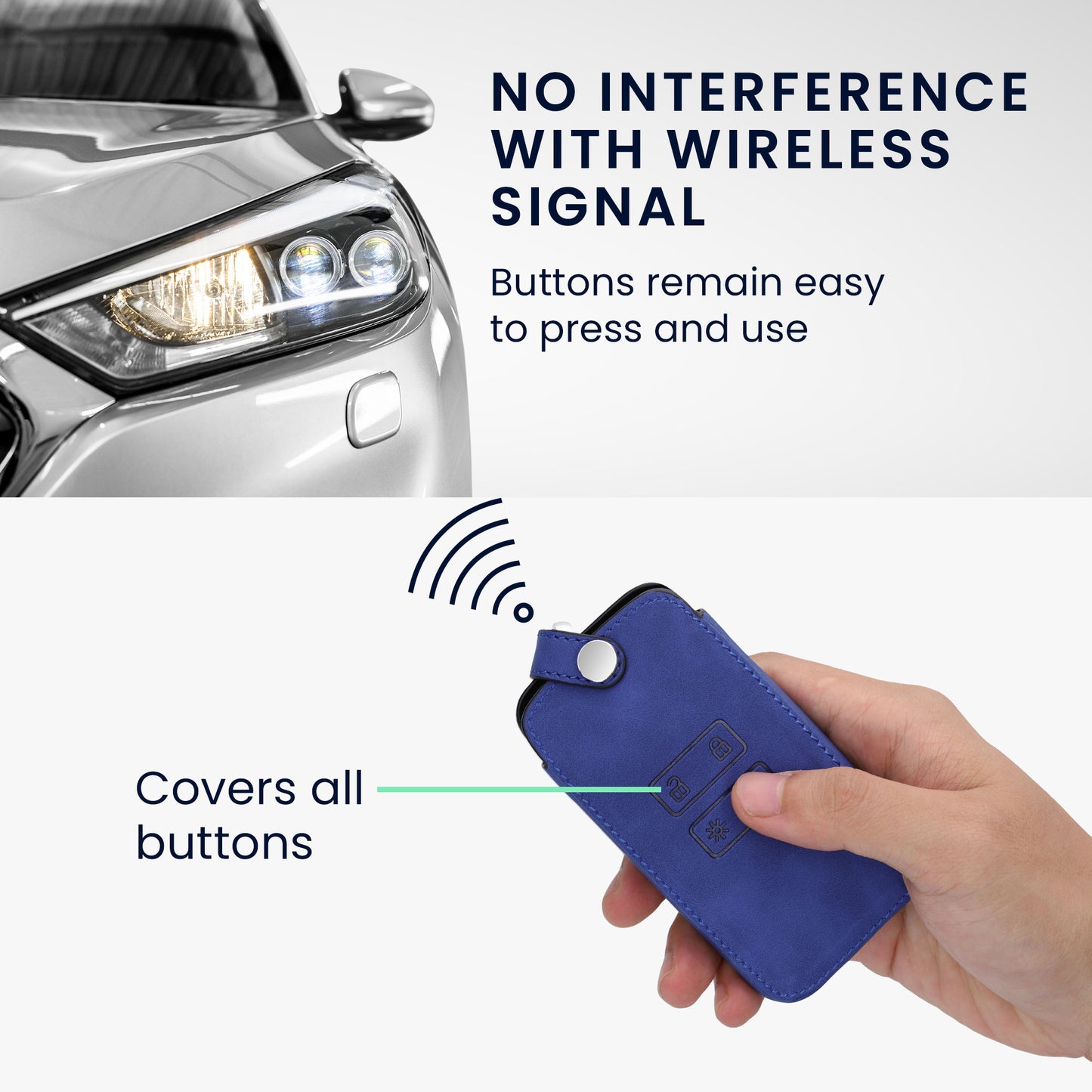 kwmobile Car Key Cover Compatible with Renault 4-Button Smart Key (Keyless Go Only) - Faux Leather Protective Case Key Cover