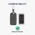 kwmobile Car Key Cover Compatible with Renault 4-Button Smart Key (Keyless Go Only) - Faux Leather Protective Case Key Cover