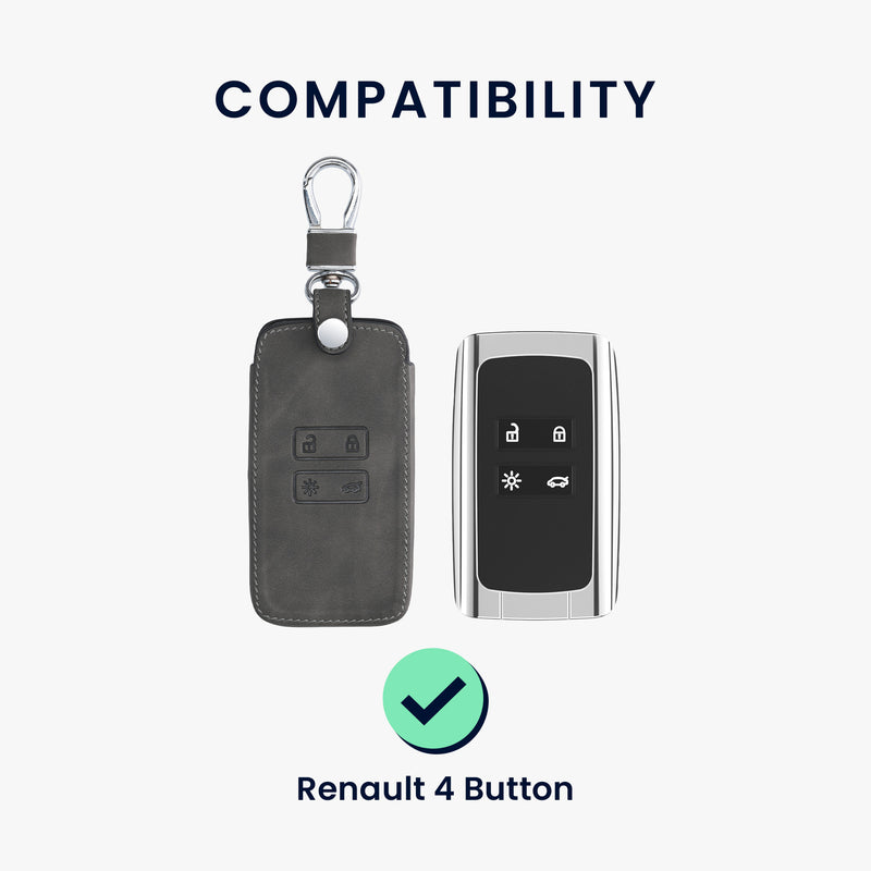 kwmobile Car Key Cover Compatible with Renault 4-Button Smart Key (Keyless Go Only) - Faux Leather Protective Case Key Cover