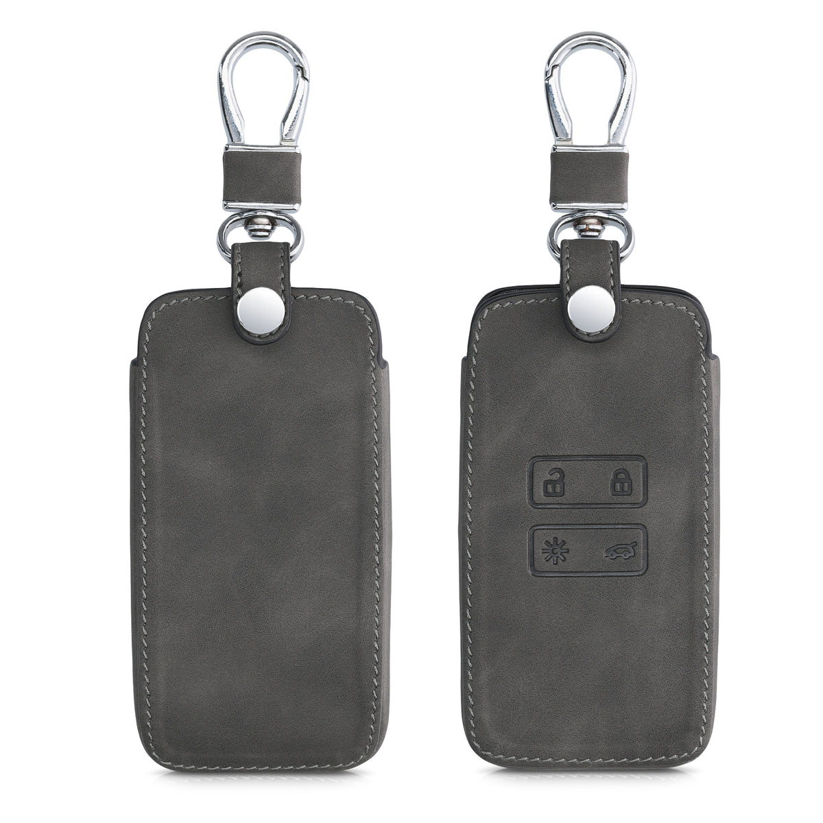 kwmobile Car Key Cover Compatible with Renault 4-Button Smart Key (Keyless Go Only) - Faux Leather Protective Case Key Cover