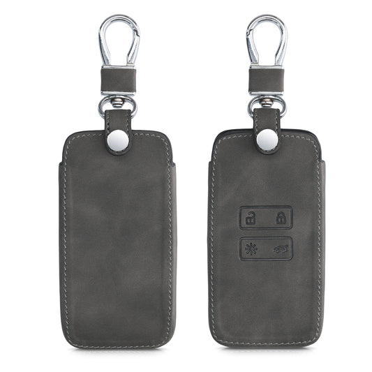 kwmobile Car Key Cover Compatible with Renault 4-Button Smart Key (Keyless Go Only) - Faux Leather Protective Case Key Cover