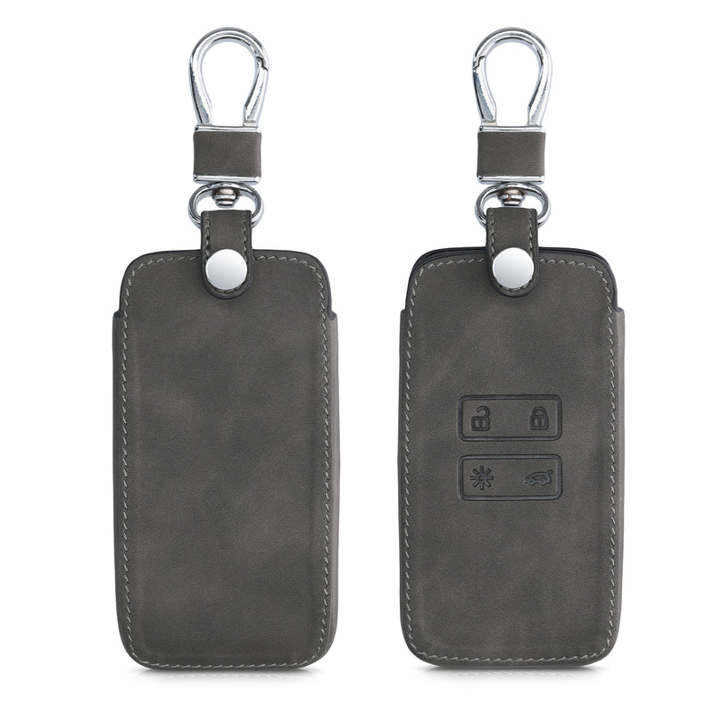 kwmobile Car Key Cover Compatible with Renault 4-Button Smart Key (Keyless Go Only) - Faux Leather Protective Case Key Cover