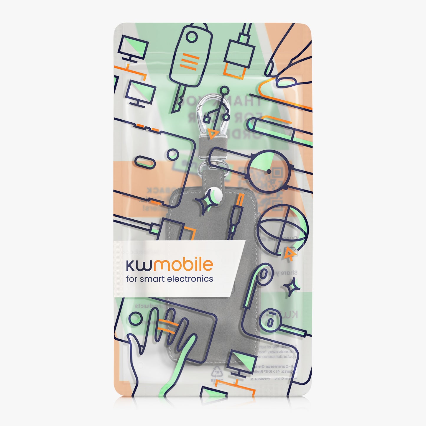 kwmobile Car Key Cover Compatible with Renault 4-Button Smart Key (Keyless Go Only) - Faux Leather Protective Case Key Cover