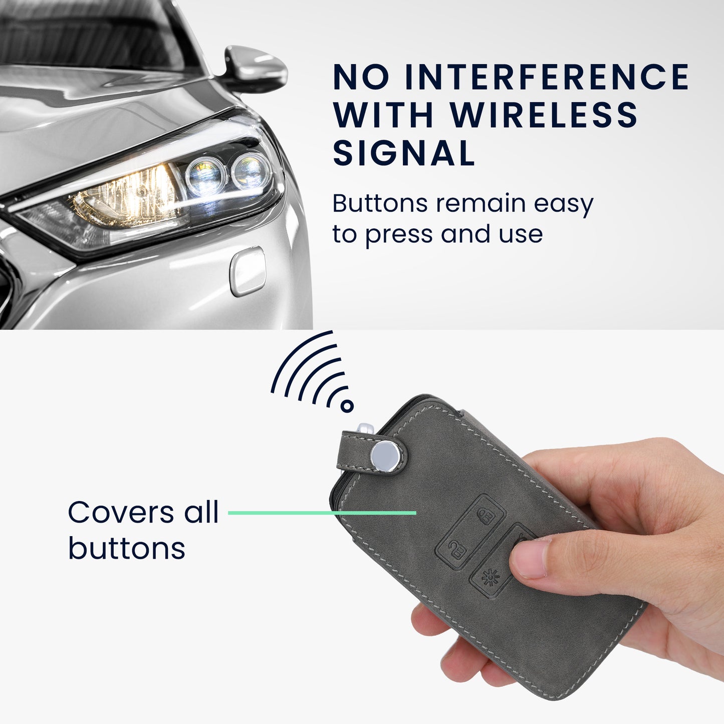 kwmobile Car Key Cover Compatible with Renault 4-Button Smart Key (Keyless Go Only) - Faux Leather Protective Case Key Cover