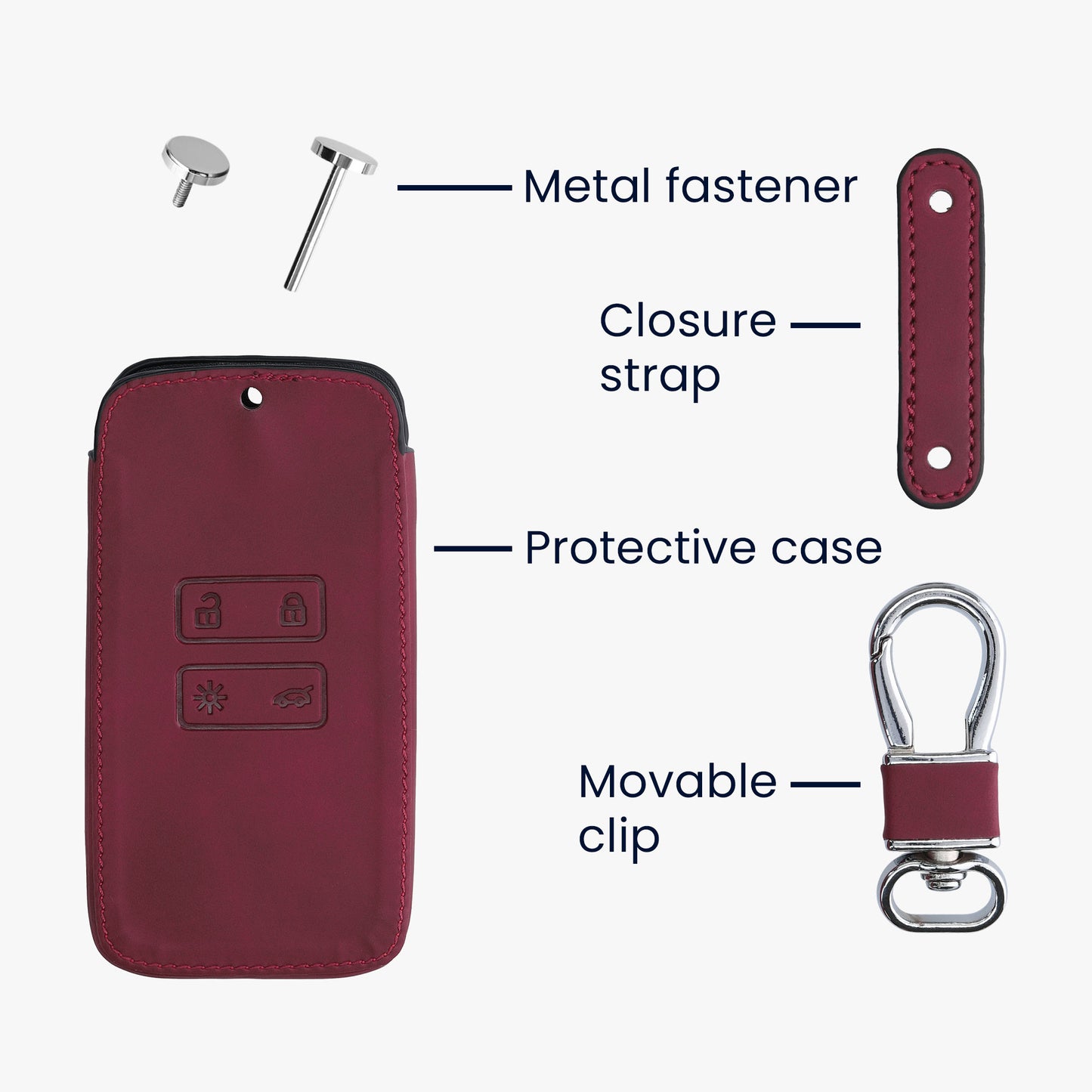 kwmobile Car Key Cover Compatible with Renault 4-Button Smart Key (Keyless Go Only) - Faux Leather Protective Case Key Cover