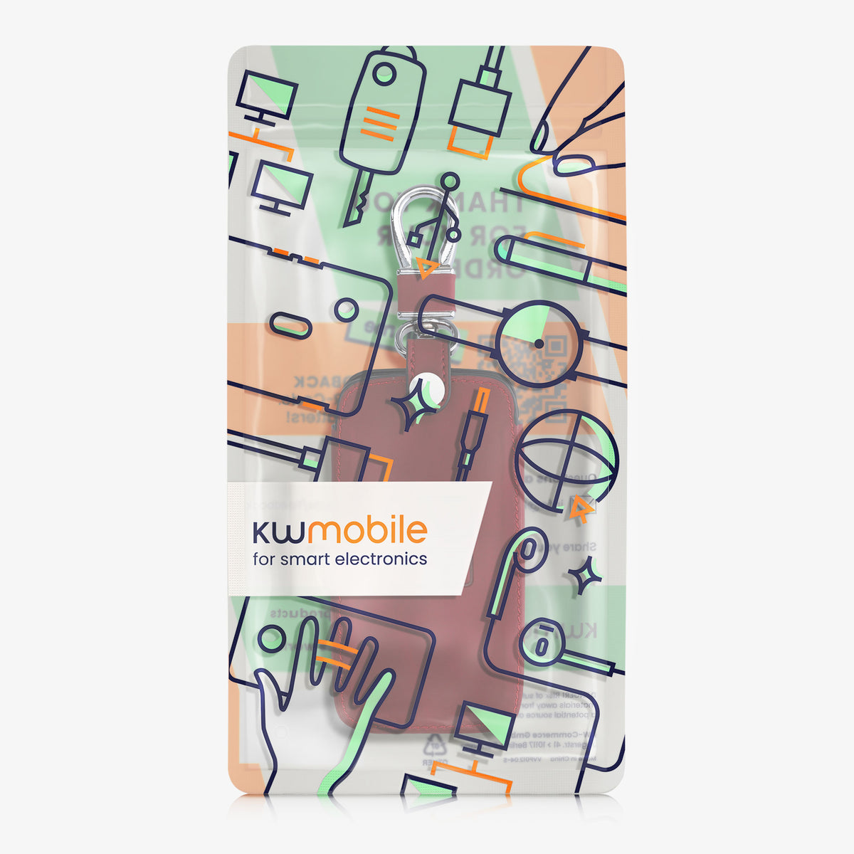 kwmobile Car Key Cover Compatible with Renault 4-Button Smart Key (Keyless Go Only) - Faux Leather Protective Case Key Cover