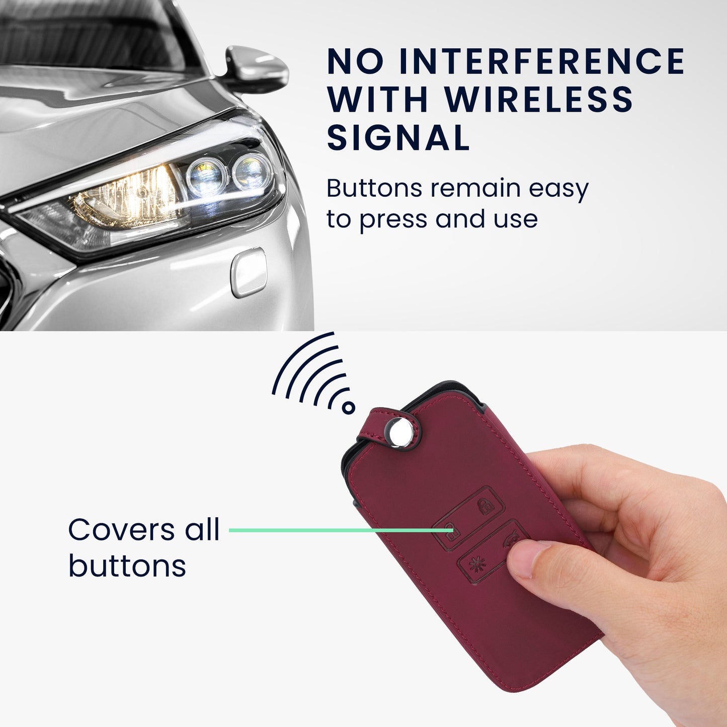 kwmobile Car Key Cover Compatible with Renault 4-Button Smart Key (Keyless Go Only) - Faux Leather Protective Case Key Cover