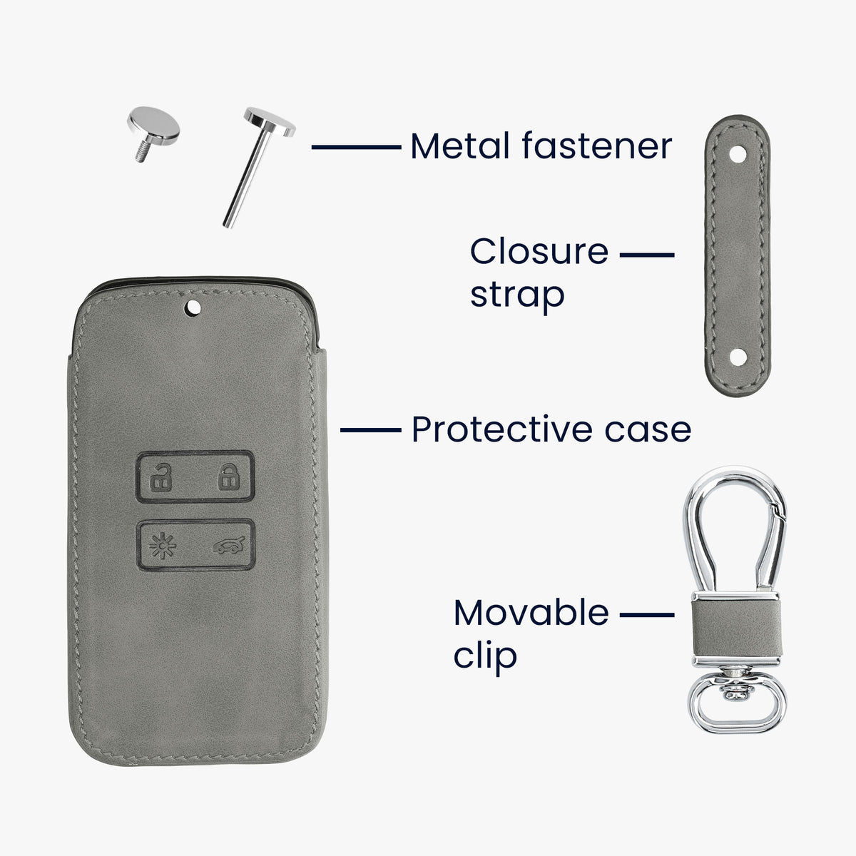 kwmobile Car Key Cover Compatible with Renault 4-Button Smart Key (Keyless Go Only) - Faux Leather Protective Case Key Cover