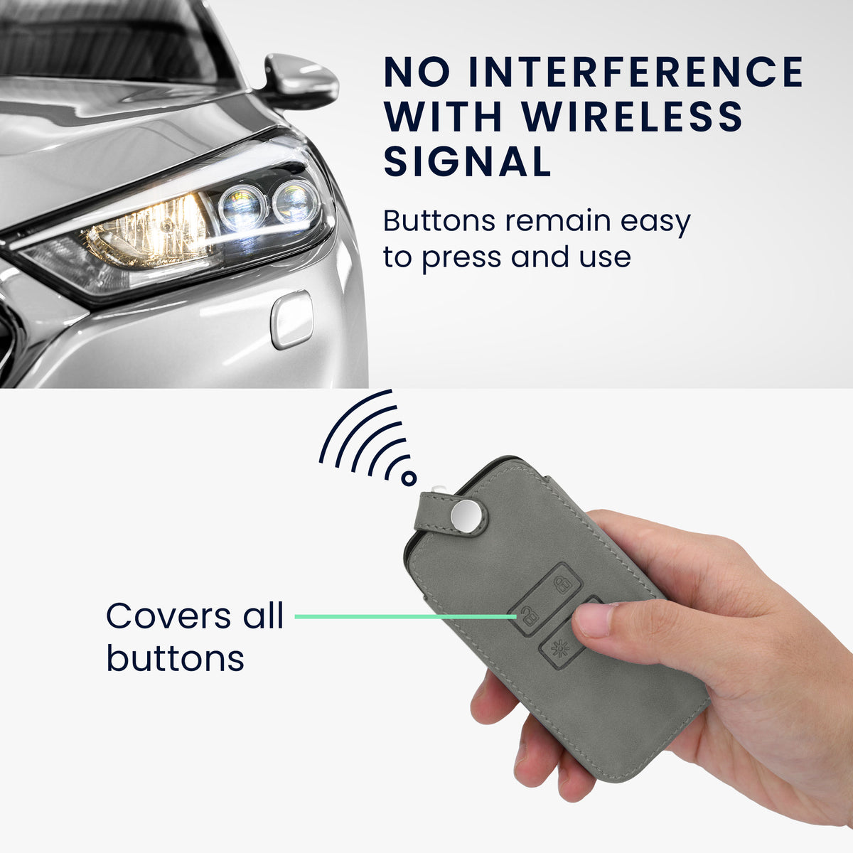 kwmobile Car Key Cover Compatible with Renault 4-Button Smart Key (Keyless Go Only) - Faux Leather Protective Case Key Cover