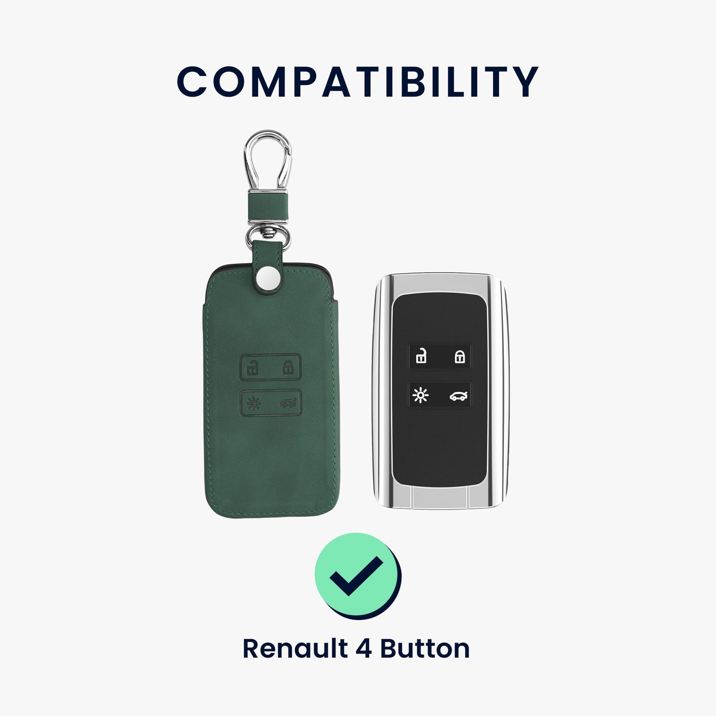 kwmobile Car Key Cover Compatible with Renault 4-Button Smart Key (Keyless Go Only) - Faux Leather Protective Case Key Cover