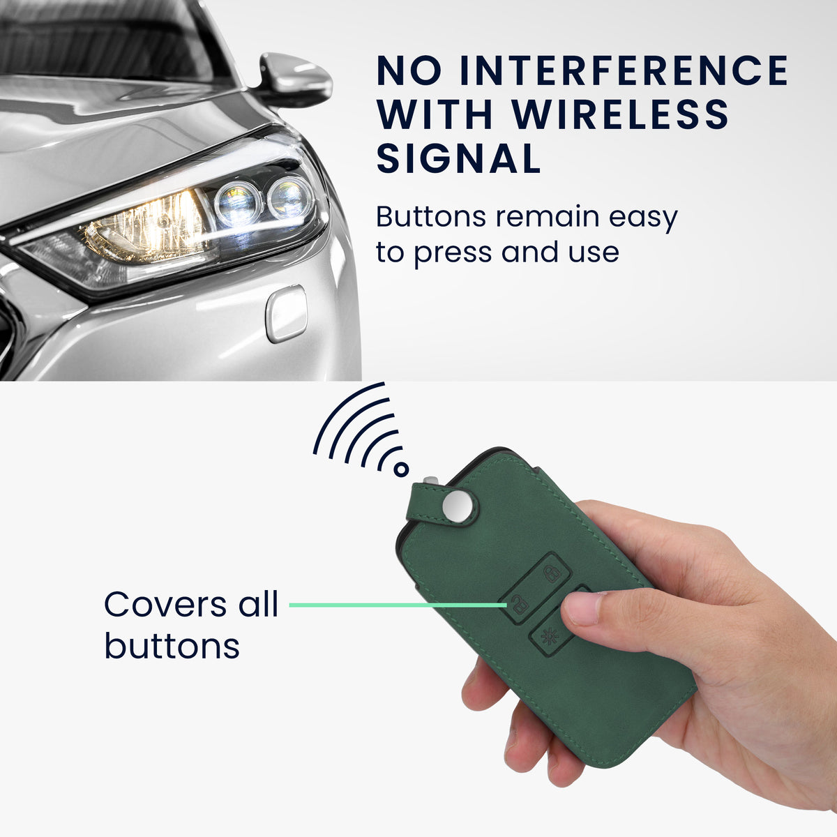 kwmobile Car Key Cover Compatible with Renault 4-Button Smart Key (Keyless Go Only) - Faux Leather Protective Case Key Cover
