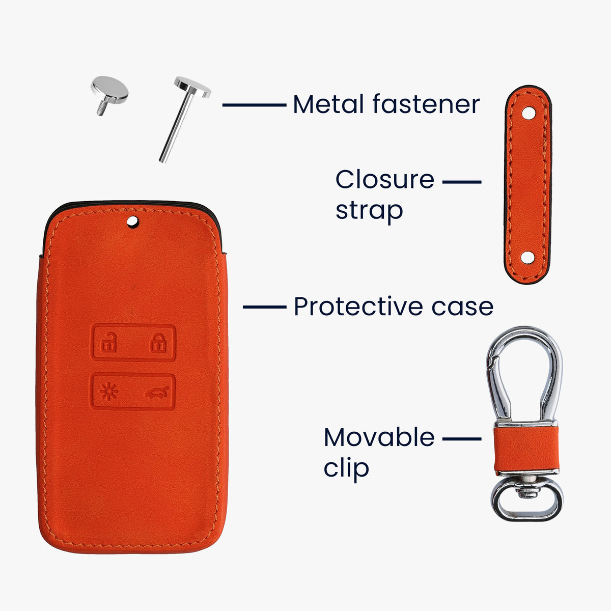 kwmobile Car Key Cover Compatible with Renault 4-Button Smart Key (Keyless Go Only) - Faux Leather Protective Case Key Cover