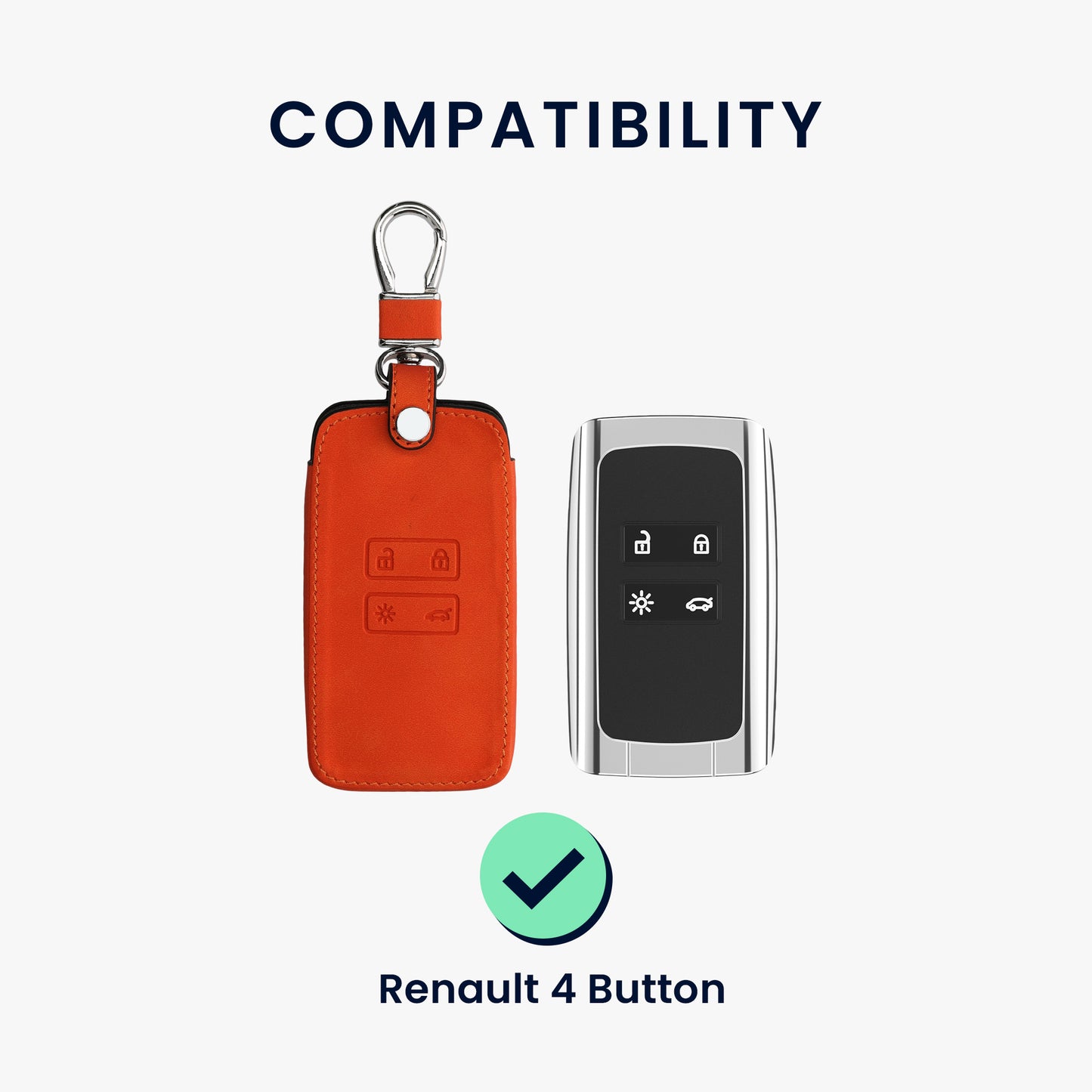 kwmobile Car Key Cover Compatible with Renault 4-Button Smart Key (Keyless Go Only) - Faux Leather Protective Case Key Cover