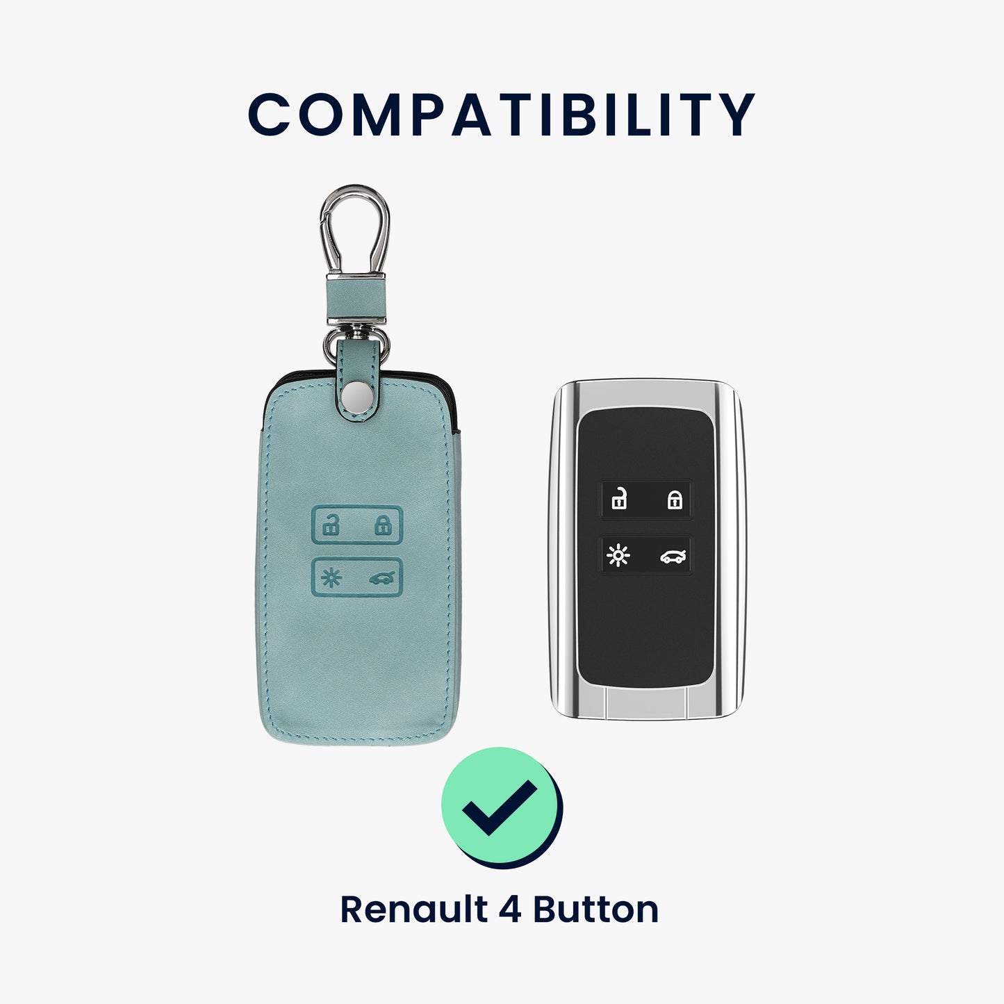 kwmobile Car Key Cover Compatible with Renault 4-Button Smart Key (Keyless Go Only) - Faux Leather Protective Case Key Cover