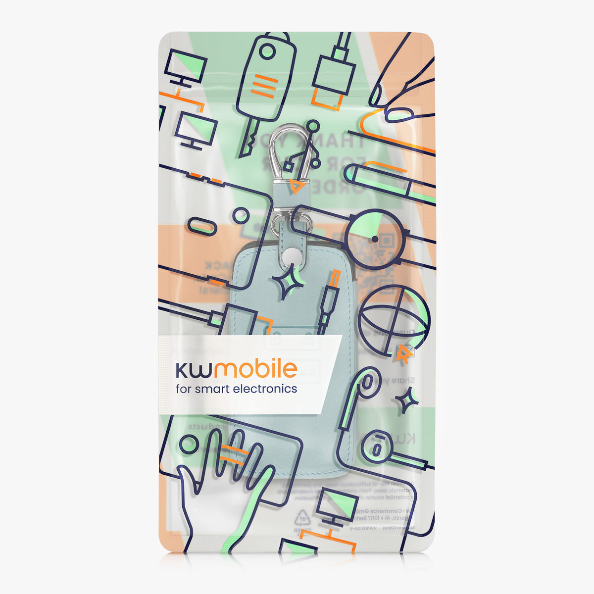 kwmobile Car Key Cover Compatible with Renault 4-Button Smart Key (Keyless Go Only) - Faux Leather Protective Case Key Cover
