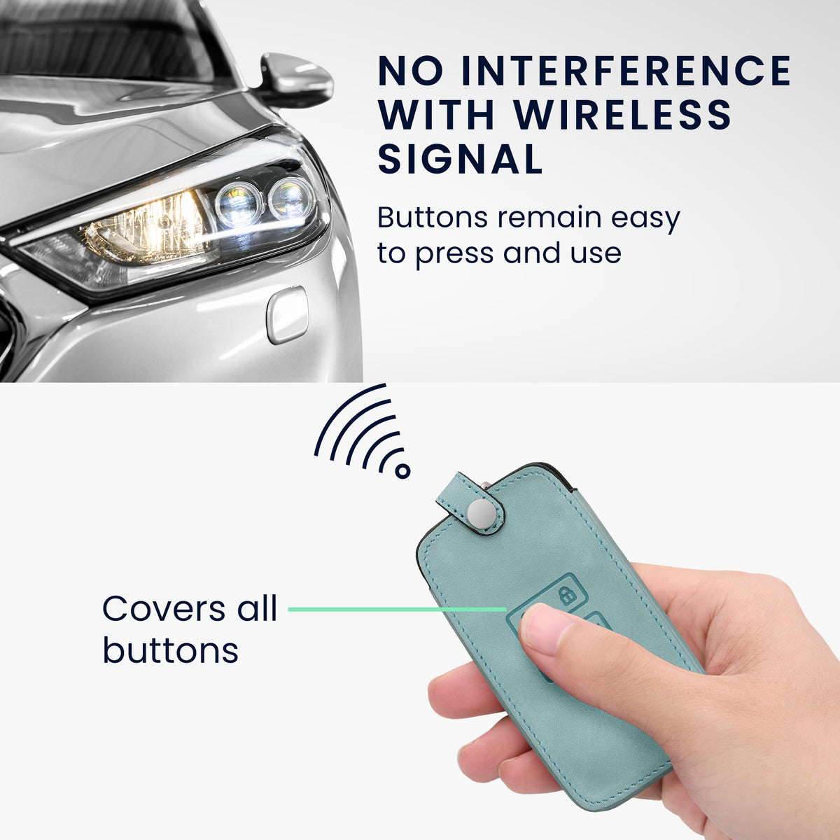 kwmobile Car Key Cover Compatible with Renault 4-Button Smart Key (Keyless Go Only) - Faux Leather Protective Case Key Cover