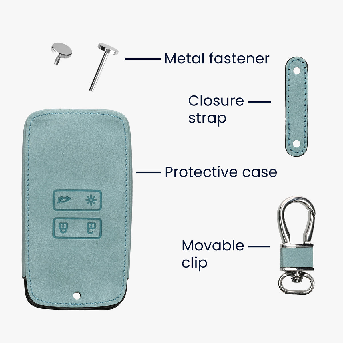 kwmobile Car Key Cover Compatible with Renault 4-Button Smart Key (Keyless Go Only) - Faux Leather Protective Case Key Cover
