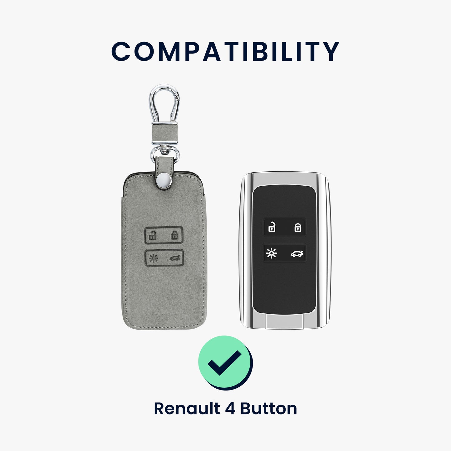 kwmobile Car Key Shell compatible with Renault 4-Button Smart Key (Keyless Go only) Protective Cover