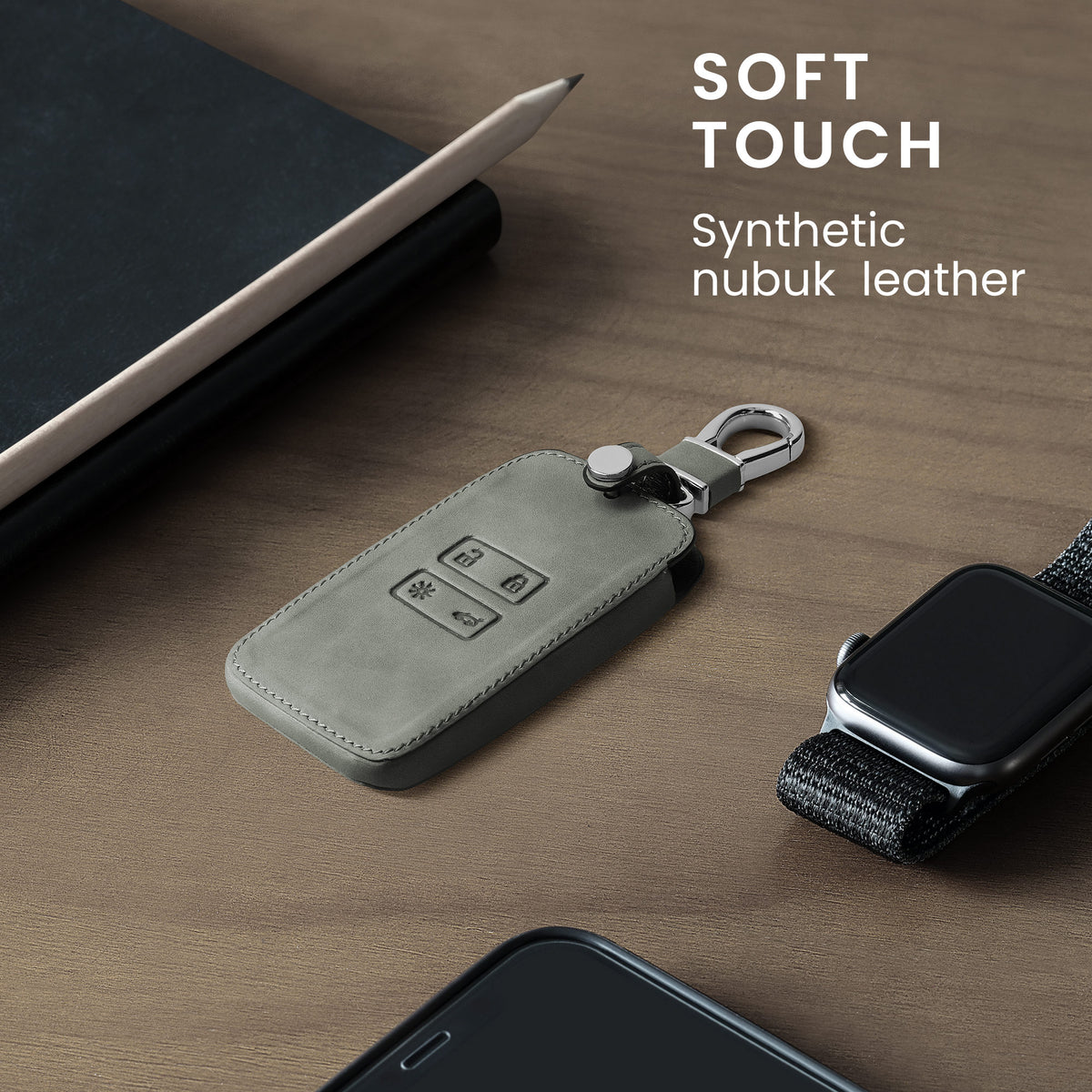 kwmobile Car Key Shell compatible with Renault 4-Button Smart Key (Keyless Go only) Protective Cover