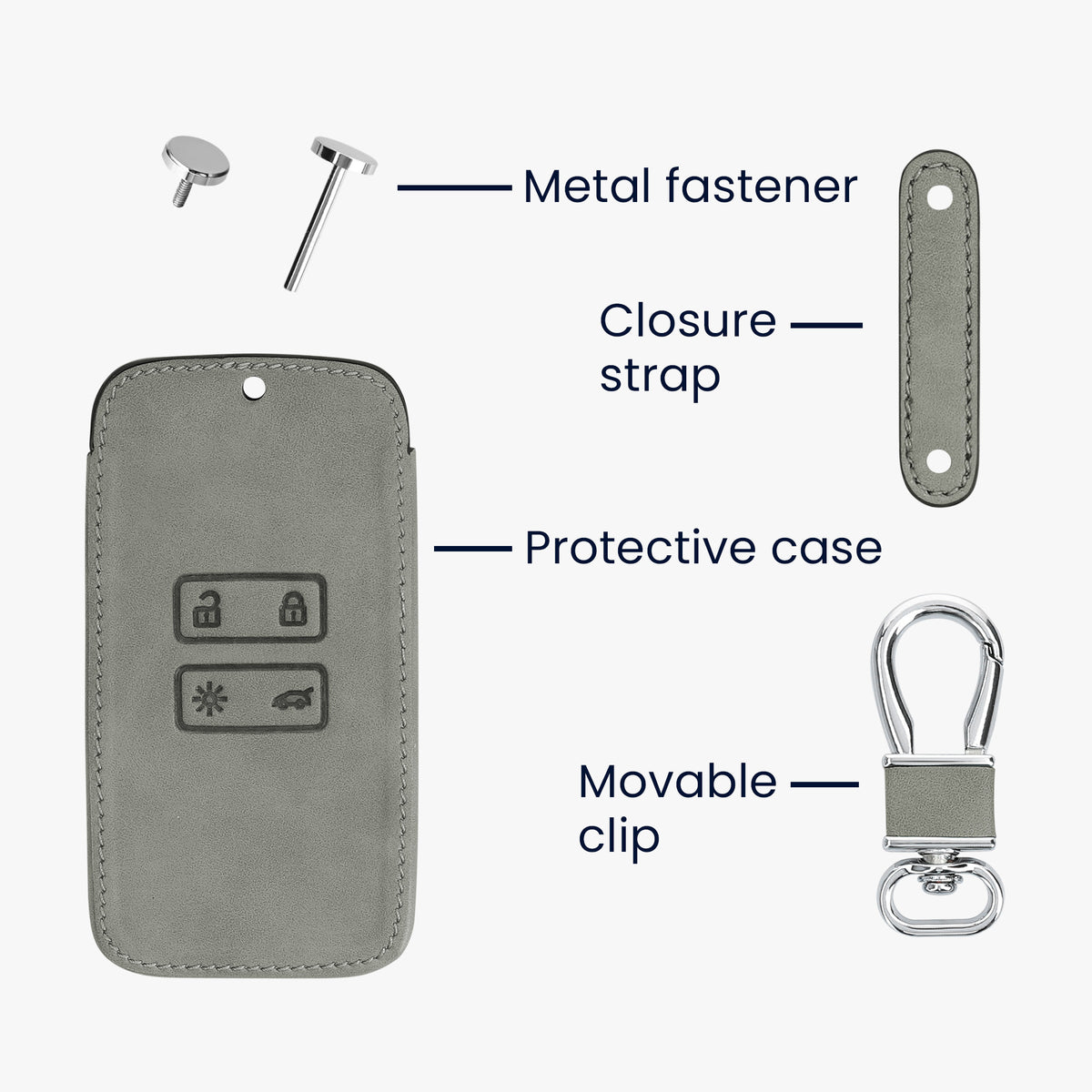 kwmobile Car Key Shell compatible with Renault 4-Button Smart Key (Keyless Go only) Protective Cover
