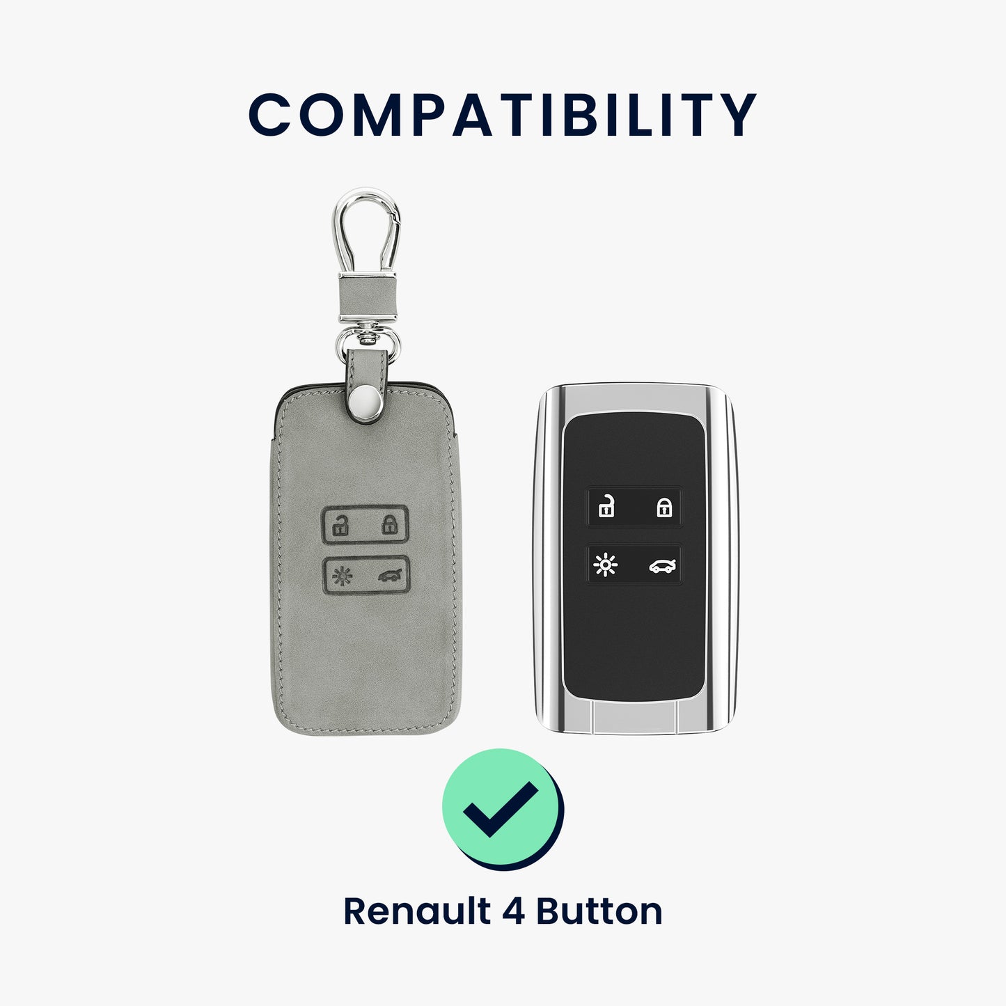 kwmobile Car Key Shell compatible with Renault 4-Button Smart Key (Keyless Go only) Protective Cover
