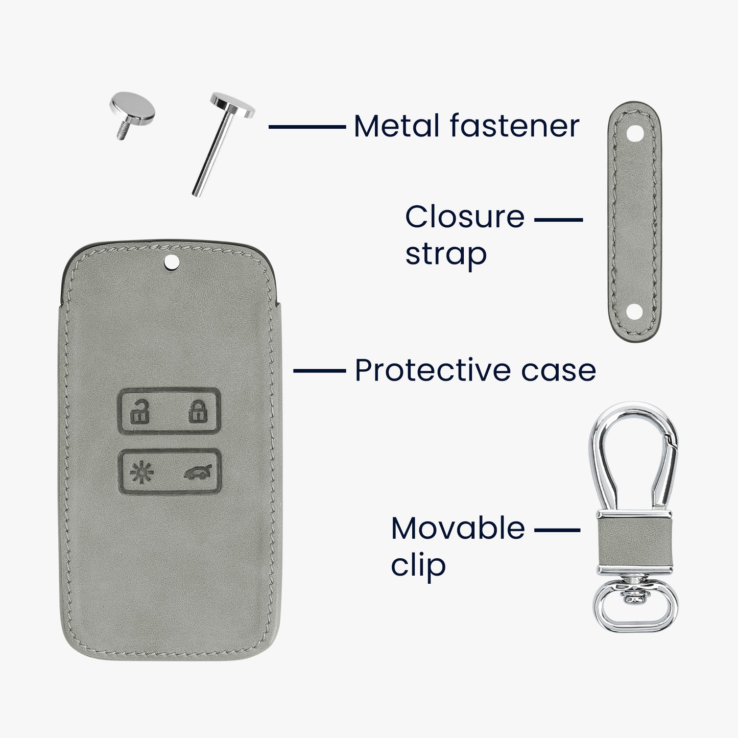 kwmobile Car Key Shell compatible with Renault 4-Button Smart Key (Keyless Go only) Protective Cover